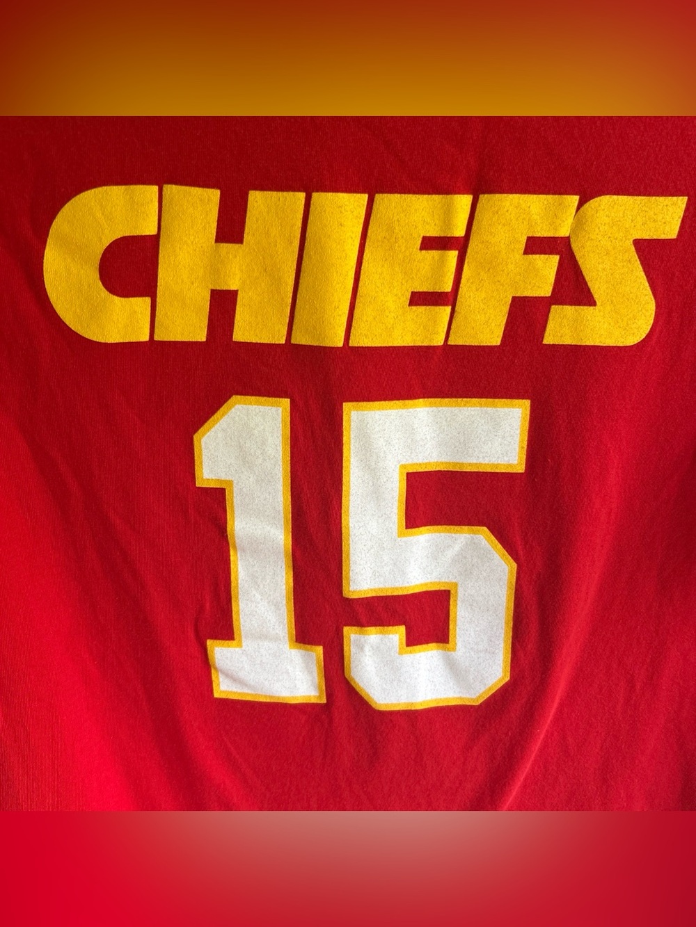 Kansas City Chiefs Mahomes #15 Youth Large 14/16 Long Sleeve Shirt Front/Back